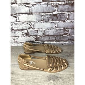 NISOLO Tan Brown Huarache Leather Weaves Flats Sandals Women Sz 10M US/41EU